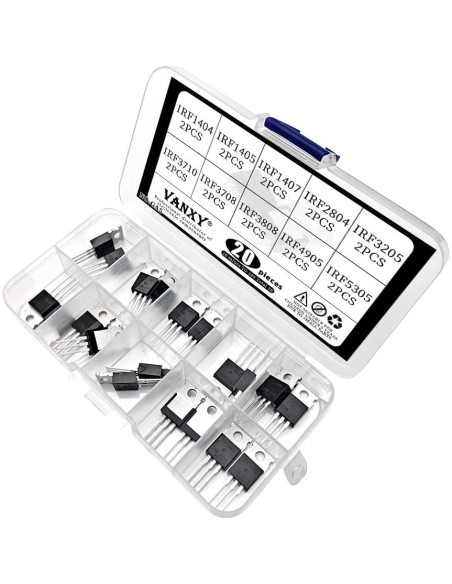 Kit de Transistores MOSFET TO-220 VANXY 20 Pcs IRF1404-IRF5305