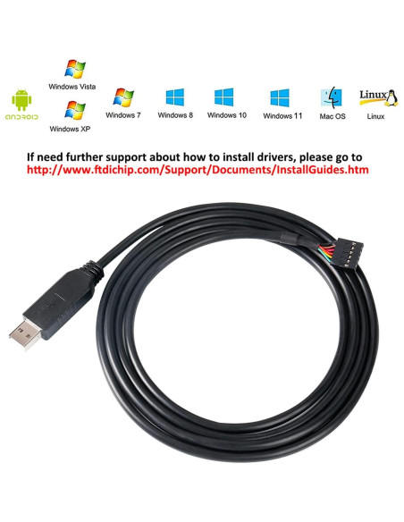 Cable Adaptador USB a TTL DTech 1.83m 5V 6 Pines FT232RL