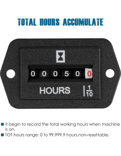 Contador Mecánico de Horas Runleader AC 110V-250V para Cortacésped 2