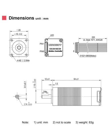 Motor Paso a Paso Nema 8 UIROBOT con Encoder y Control CAN 3000RPM