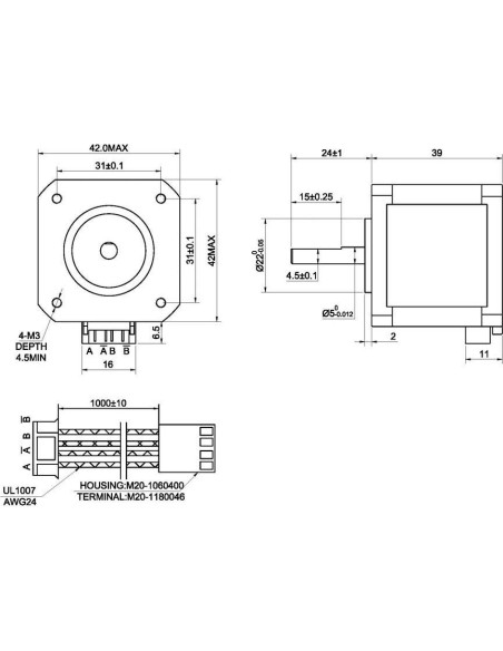 Motor Paso a Paso Nema 17 STEPPERONLINE 1.5A 1.8Nm 39mm