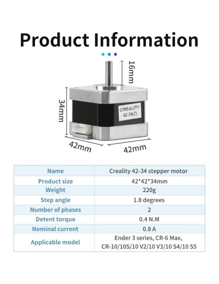 Motor paso a paso Creality 42-34 Z para impresora 3D 0.8A