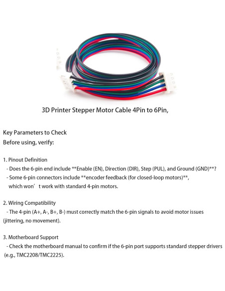 Cables de Motor Paso a Paso TIEXYE 4Pcs 1M 4Pin a 6Pin