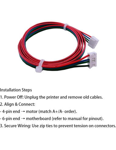 Cables de Motor Paso a Paso TIEXYE 4Pcs 1M 4Pin a 6Pin