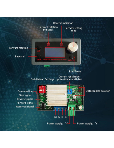 Controlador y Driver de Motor Paso a Paso ZK-SMC02 4A DC 5-30V