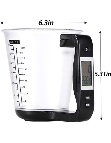 Taza de Medición Digital Kucoolou 200ml Pantalla LCD Negra