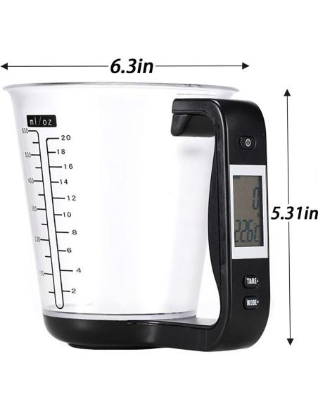 Taza de Medición Digital Kucoolou 200ml Pantalla LCD Negra