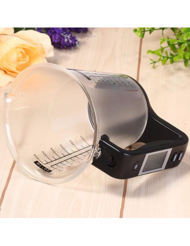 Taza de Medición Digital Kucoolou 200ml Pantalla LCD Negra