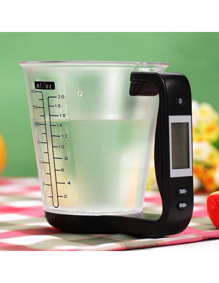 Taza de Medición Digital Kucoolou 200ml Pantalla LCD Negra