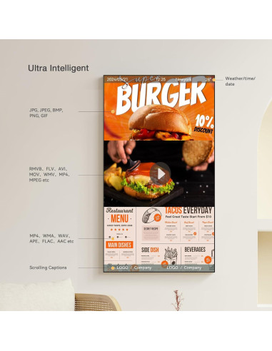 Pantalla LCD 43" Canlarriz 4K UHD 500nits Montaje Pared