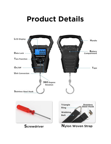 Balanza Digital Impermeable HEETA 50kg con Pantalla LCD