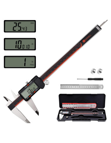 Calibre Digital HARDELL 20.32 cm con Pantalla LCD y Acero Inoxidable