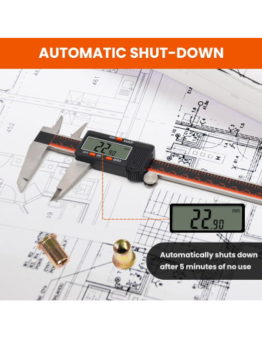 Calibre Digital HARDELL 20.32 cm con Pantalla LCD y Acero Inoxidable