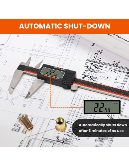 Calibre Digital HARDELL 20.32 cm con Pantalla LCD y Acero Inoxidable