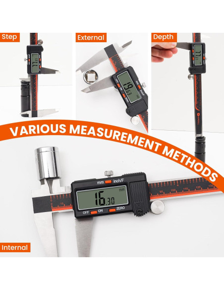 Calibre Digital HARDELL 20.32 cm con Pantalla LCD y Acero Inoxidable