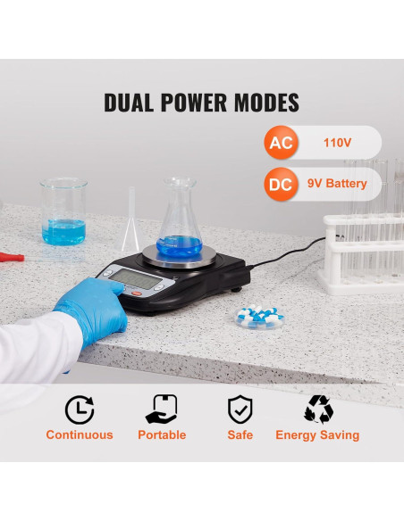 Balanza Analítica VEVOR 600g x 0.01g Pantalla LCD