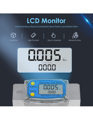 Medidor de Flujo Turbina CGOLDENWALL 1.5" Digital LCD 37.85-278.84 LPM