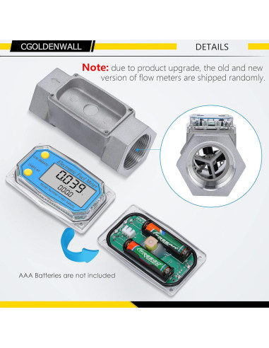 Medidor de Flujo Turbina CGOLDENWALL 1.5" Digital LCD 37.85-278.84 LPM
