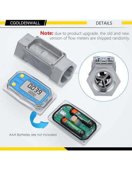 Medidor de Flujo Turbina CGOLDENWALL 1.5" Digital LCD 37.85-278.84 LPM
