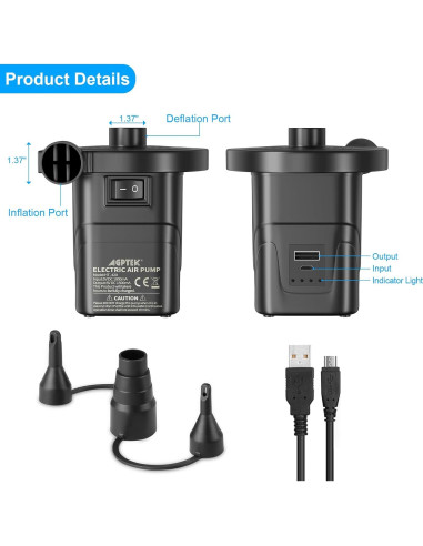 Bomba de aire recargable AGPTEK 4000mAh inflador portátil