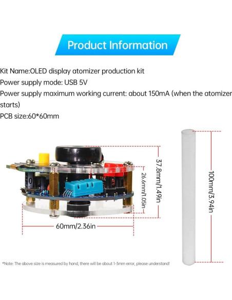 Kit de Soldadura Humidificador DIY TKXEC con Pantalla OLED Kit de Soldadura Humidificador DIY TKXEC con Pantalla OLED
