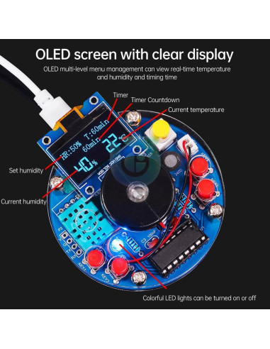 Kit de Soldadura Humidificador DIY TKXEC con Pantalla OLED