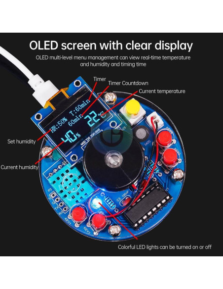 Kit de Soldadura Humidificador DIY TKXEC con Pantalla OLED Kit de Soldadura Humidificador DIY TKXEC con Pantalla OLED
