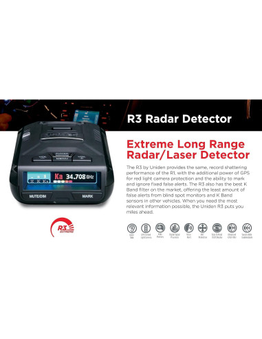 Detector de Radar Uniden R3 con GPS y Alertas de Voz