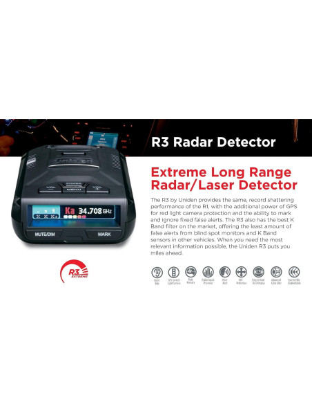 Detector de Radar Uniden R3 con GPS y Alertas de Voz