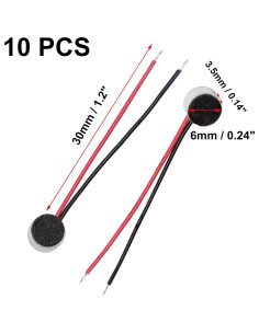 Micrófono de Condensador Electret uxcell 10 Pcs 6x3.5mm 3.5mm Jack 2