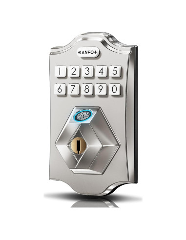 Cerradura Electrónica KANFOX Biométrica con Teclado Niquel