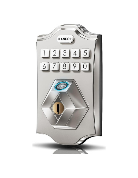 Cerradura Electrónica KANFOX Biométrica con Teclado Niquel