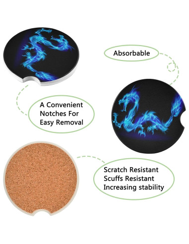 Coaster de Coche AUUXVA 2 Piezas Cerámico Absorbente 6.5cm