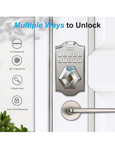 Cerradura Electrónica KANFOX Biométrica con Teclado Niquel