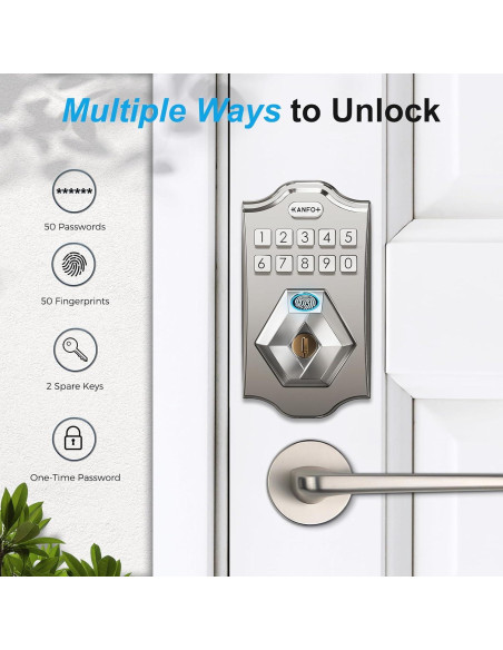 Cerradura Electrónica KANFOX Biométrica con Teclado Niquel