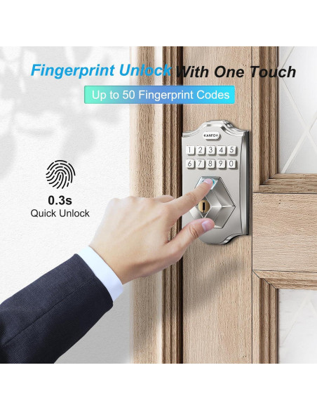 Cerradura Electrónica KANFOX Biométrica con Teclado Niquel