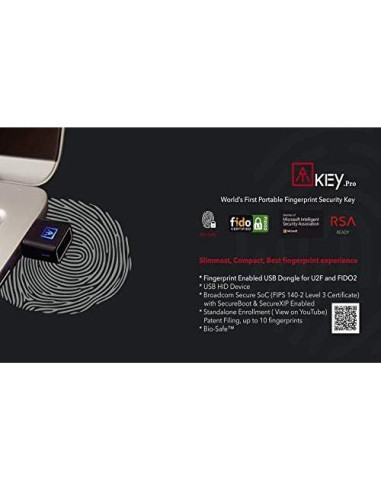 ATKey.Pro - Llave de Seguridad FIDO2 USB-A, Huella Digital