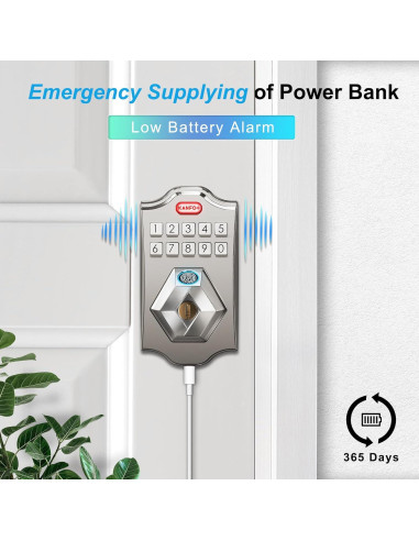 Cerradura Electrónica KANFOX Biométrica con Teclado Niquel