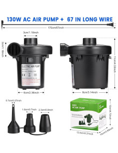 Bomba de Aire Eléctrica InflateBeasts 130W 3 Boquillas 2