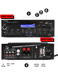 Amplificador Estéreo Bluetooth Pyle PDA5BU.5 200W USB AUX FM 2