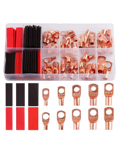 150 Conectores de Terminal de Batería Cobre + Tubos Termocontraíbles