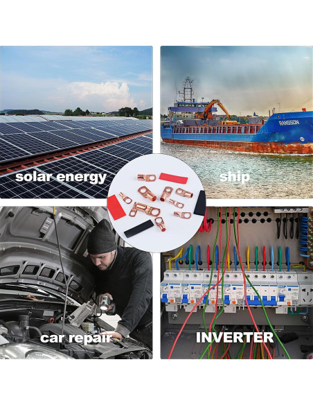 150 Conectores de Terminal de Batería Cobre + Tubos Termocontraíbles