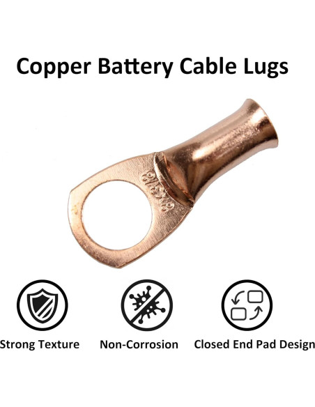 12 Terminales de Cobre para Cables de Batería 8AWG PDETVEO