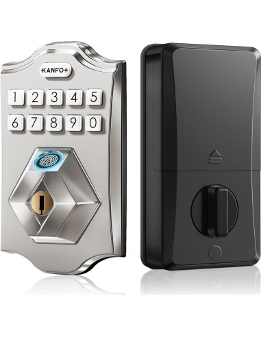 Cerradura Electrónica KANFOX Biométrica con Teclado Niquel