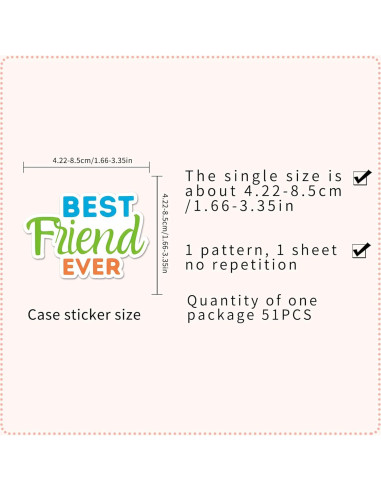 Pegatinas de Amistad Famnaer 50pcs Vinilo Resistentes al Agua