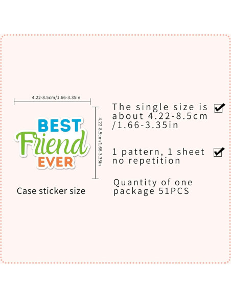 Pegatinas de Amistad Famnaer 50pcs Vinilo Resistentes al Agua