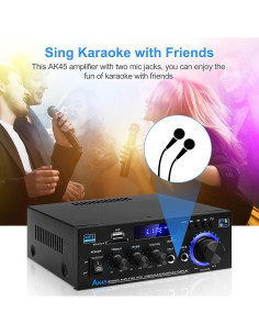 Amplificador de Audio AK45 Bluetooth 5.0 40W x 2 HiFi Estéreo 2