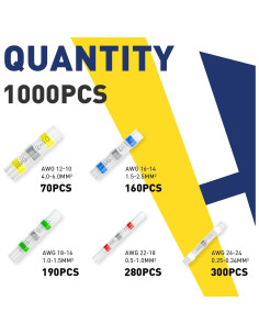 Kit de Conectores de Cable Haisstronica 1000PCS AWG 26-10 2