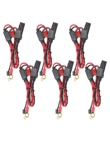 6 Pack Cable SAE a Anillo Terminal 0.61m 16AWG con Fusible 10A