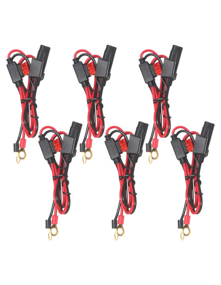 6 Pack Cable SAE a Anillo Terminal 0.61m 16AWG con Fusible 10A